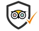 A tripadvisor logo with an orange check mark next to it.